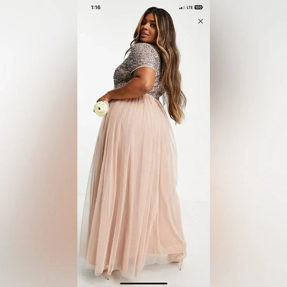 Blush color formal dress size 16 - Picture 3 of 4